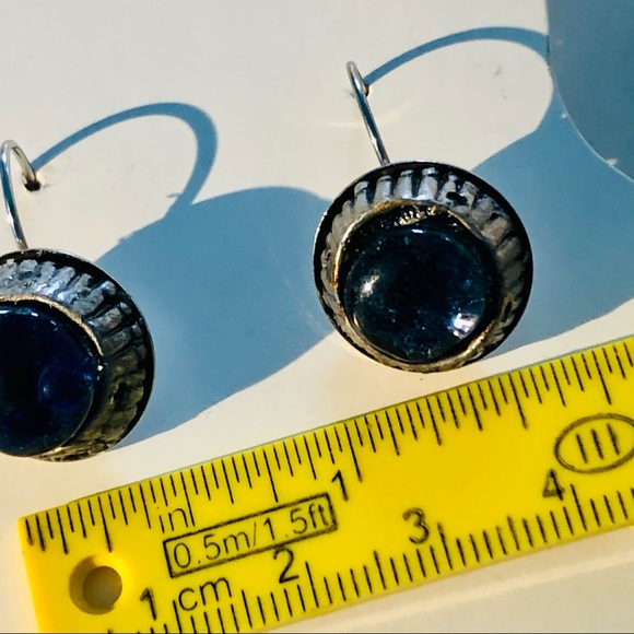 Blue Earrings Art Glass Pierced Earrings - Picture 4 of 4